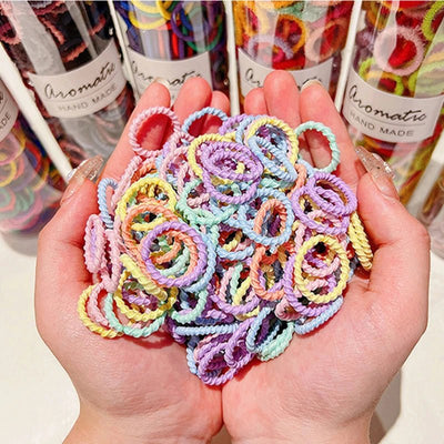 1 Bottle Hair Accessories Girls Elastic Hair Bands Hair Wear Children Cute Headdress Princess Colorful Head Wear 130 piece - Tiny Treasure Boutik