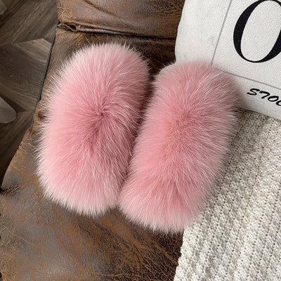 100% Real Fox Fur Cuffs Winter Natural Warm Wristband Ring Women Coat Decorate Fox Fur Sleeve Bracelet Fashion Arm Warmer Gloves - Tiny Treasure Boutik