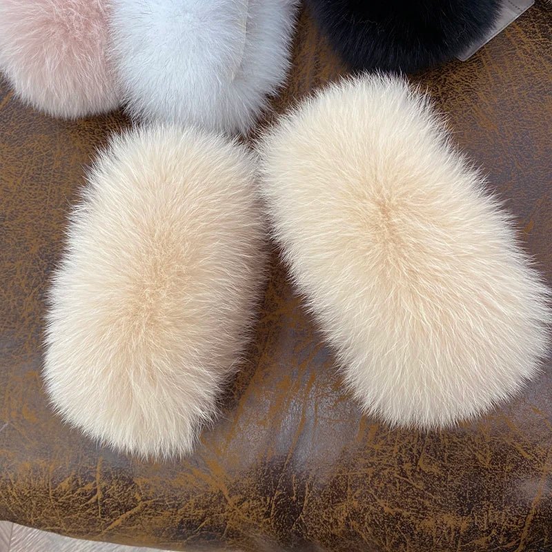 100% Real Fox Fur Cuffs Winter Natural Warm Wristband Ring Women Coat Decorate Fox Fur Sleeve Bracelet Fashion Arm Warmer Gloves - Tiny Treasure Boutik