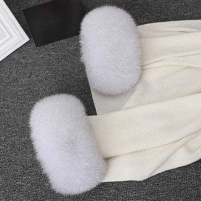 100% Real Fox Fur Cuffs Winter Natural Warm Wristband Ring Women Coat Decorate Fox Fur Sleeve Bracelet Fashion Arm Warmer Gloves - Tiny Treasure Boutik