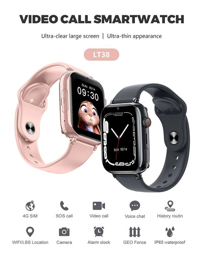 2024 4GSmart Watch Kids GPS WIFI VideoCall SOS IP67 Child Smartwatch Camera Monitor Tracker Location Phone Watch For Android IOS - Tiny Treasure Boutik