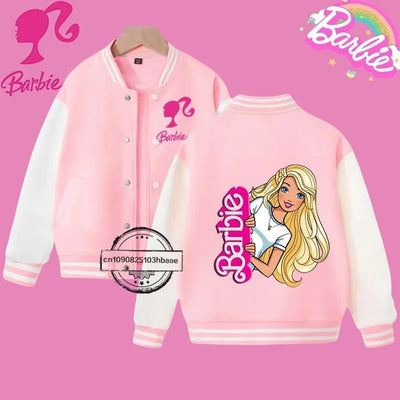 2024 Disney Princess Kids Spring Jacket Barbie Baseball Uniform Cartoon Print Kawaii casual coat for boys and girls ages 2 - 14 - Tiny Treasure Boutik