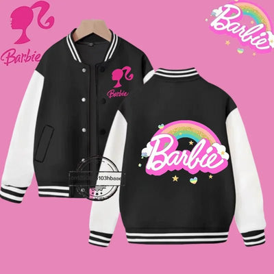 2024 Disney Princess Kids Spring Jacket Barbie Baseball Uniform Cartoon Print Kawaii casual coat for boys and girls ages 2 - 14 - Tiny Treasure Boutik