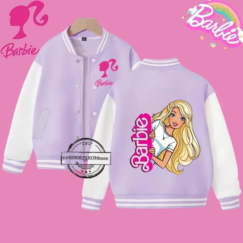 2024 Disney Princess Kids Spring Jacket Barbie Baseball Uniform Cartoon Print Kawaii casual coat for boys and girls ages 2 - 14 - Tiny Treasure Boutik