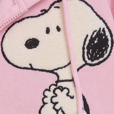 2024 Snoopy Fashion Cardigan Jacket Kawaii Girls Sweet All - match Autumn Winter Loose Pocket Zipper Shirt Hooded Plus Coat Gifts - Tiny Treasure Boutik