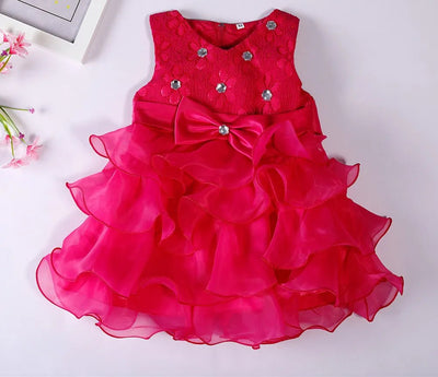 6 Colors Christmas Holiday Children Wear Summer Sleeveless Bow Mesh Dress Princess Baby Vestidos Party - Tiny Treasure Boutik