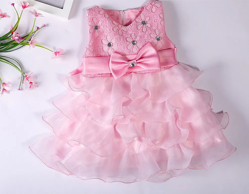 6 Colors Christmas Holiday Children Wear Summer Sleeveless Bow Mesh Dress Princess Baby Vestidos Party - Tiny Treasure Boutik