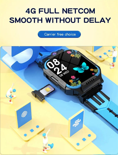 Kids Smart Watch with GPS tracking, SOS button, 4G calls, fitness tracker, and waterproof design - Tiny Treasure Boutik