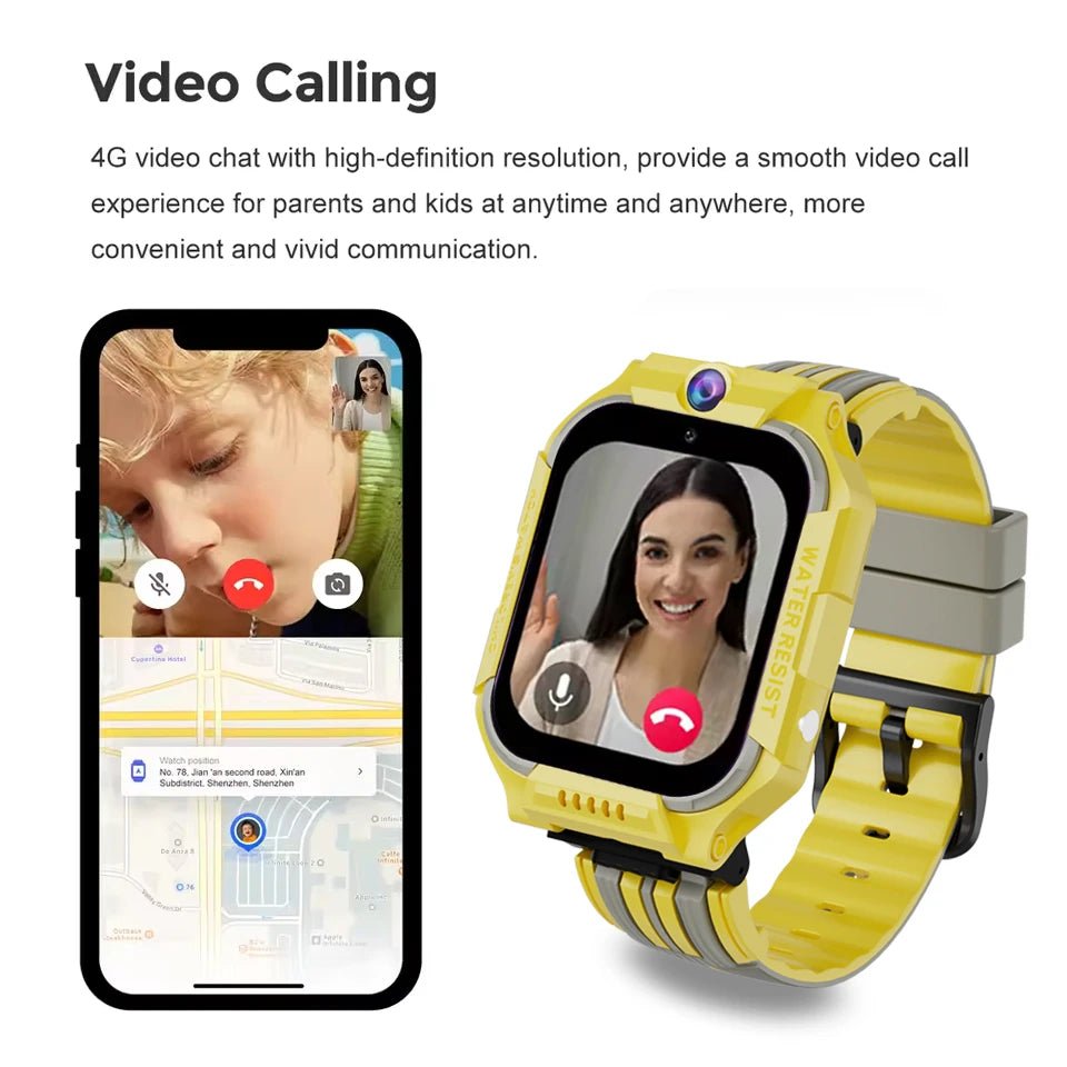 Kids Smart Watch with GPS tracking, SOS button, 4G calls, fitness tracker, and waterproof design - Tiny Treasure Boutik