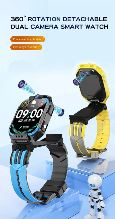 Kids Smart Watch with GPS tracking, SOS button, 4G calls, fitness tracker, and waterproof design