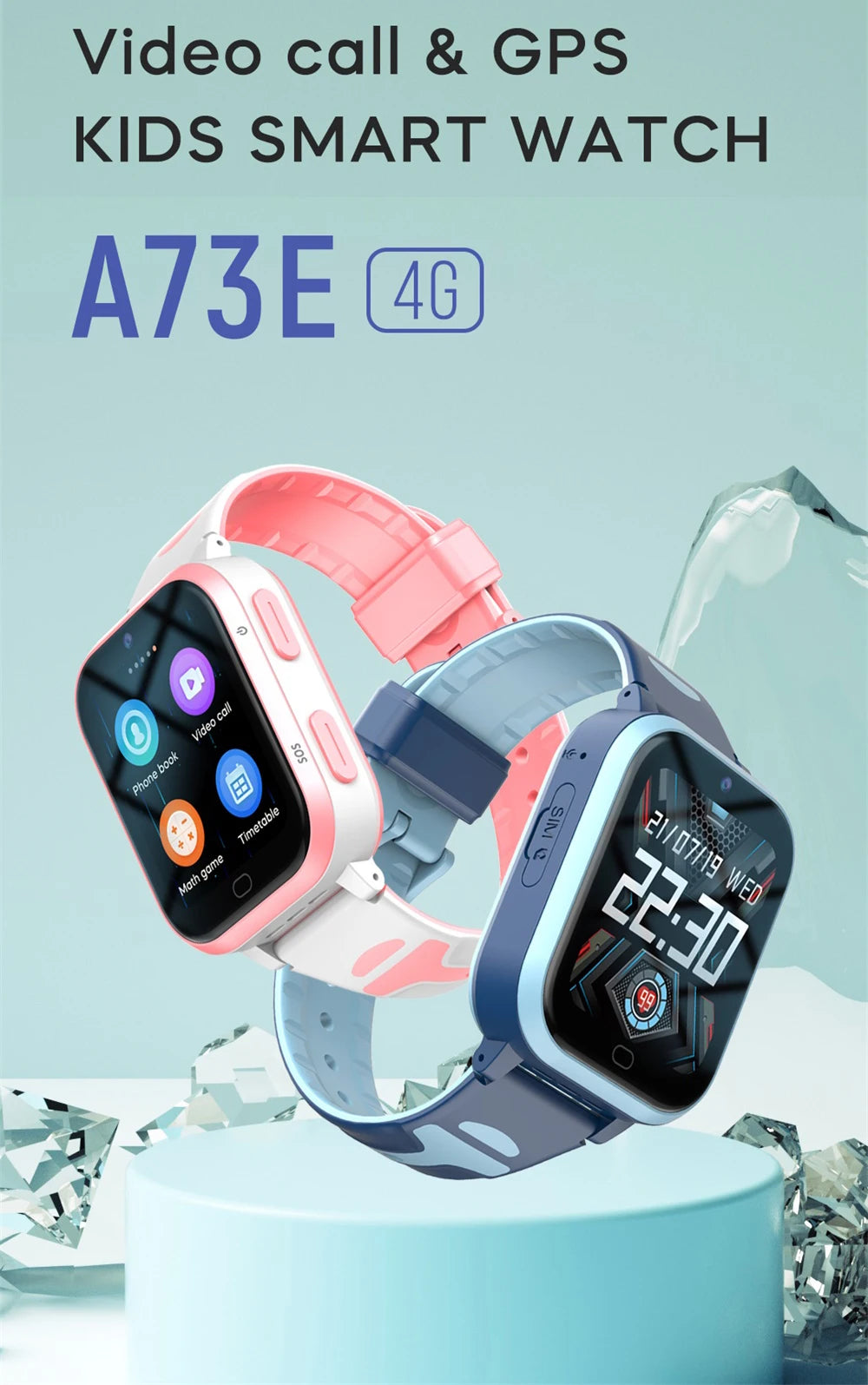 2025 New 4G Video Call Kids Smart Watch GPS HD Camera 700Mah RAM 1GB ROM 8GB Children Watches Voice Chat Student Smartwatches