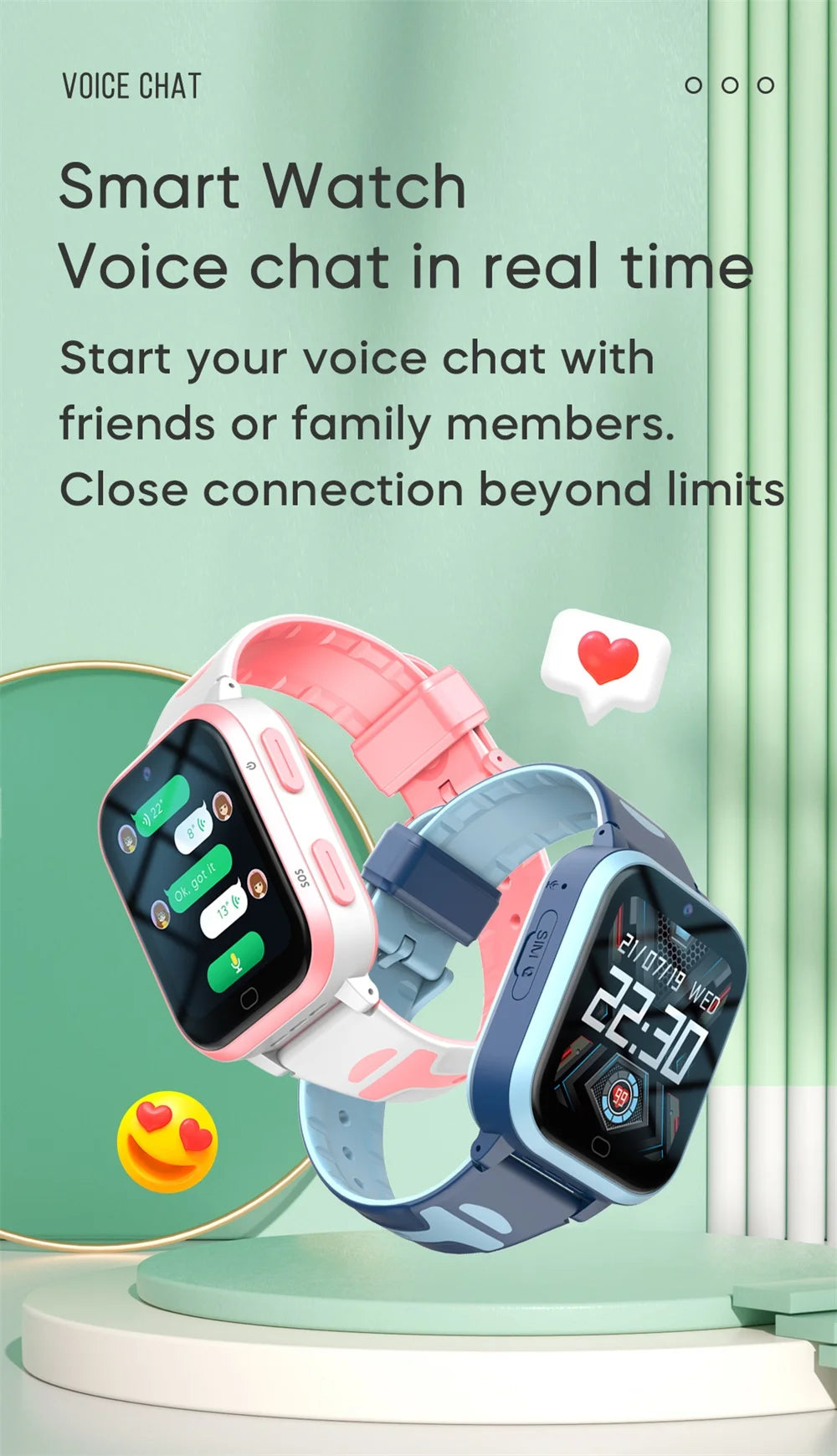 2025 New 4G Video Call Kids Smart Watch GPS HD Camera 700Mah RAM 1GB ROM 8GB Children Watches Voice Chat Student Smartwatches