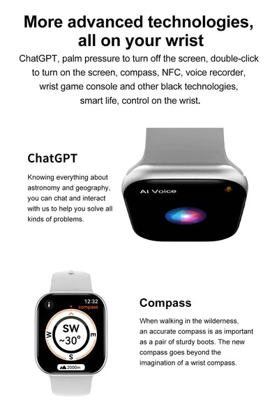 New GPS Smart Watch Men For Apple Watch 9 Series Always On Display Body Temperature BT Call NFC Women Smartwatch For IOS Android