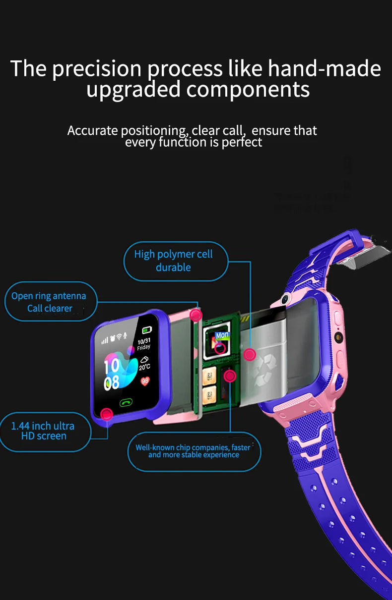 Q12B SIM Smart Watch Kids GPS WIFI Video Call SOS IP67 Waterproof Child Smartwatch Camera Monitor Tracker Location Phone Watch