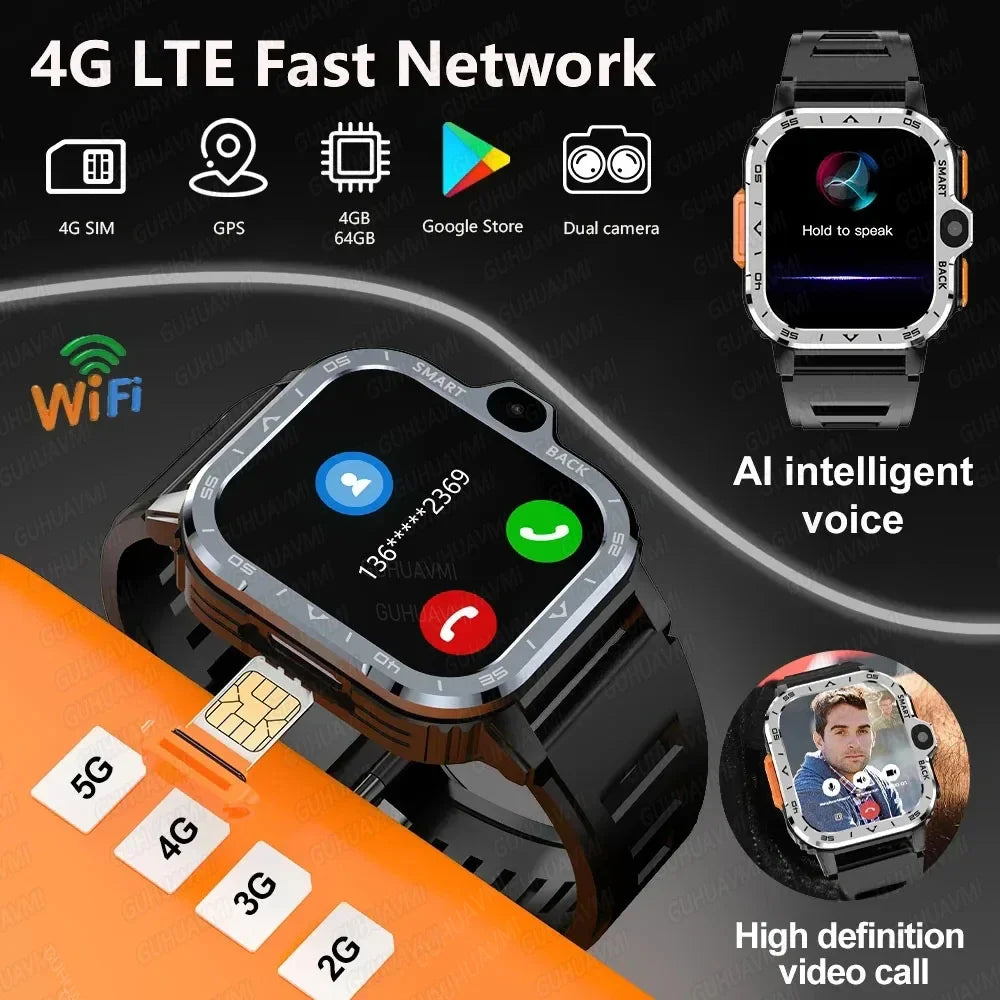 New Android 4G/5G SIM Card Smartwatch Man Woman GPS HD Camera 64G RAM NFC WiFi Google Play Sports NFC Smart Bracelet For XIAOMI
