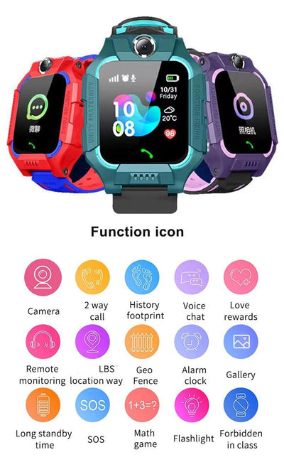 Q19 Kids Smart Watch Kids GPS WIFI 2G Sim Card LBS Tracker SOS Camera Children Voice Smartwatch Touchscreen Video Call Watch