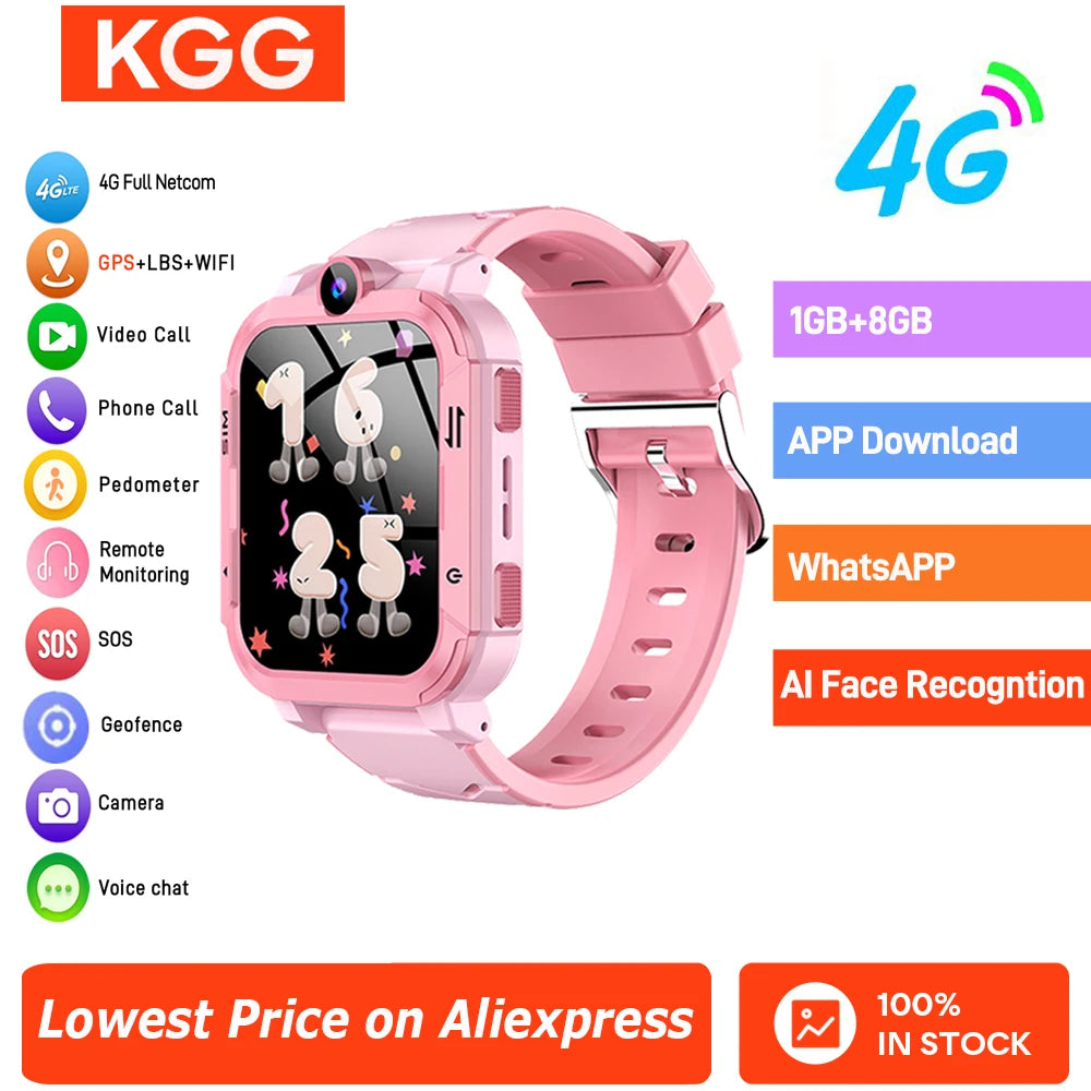 4G Kids Smart Watch 1+8GB GPS WiFi Tracker Location Video Call SOS Call Back Monitor Phone Watch Smartwatch Boys Girl Gifts