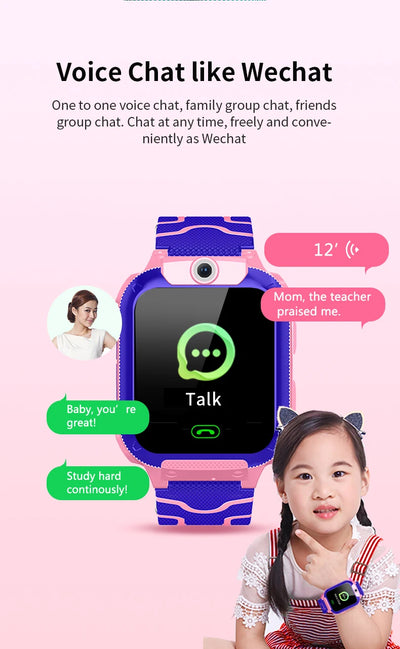 Q12B SIM Smart Watch Kids GPS WIFI Video Call SOS IP67 Waterproof Child Smartwatch Camera Monitor Tracker Location Phone Watch