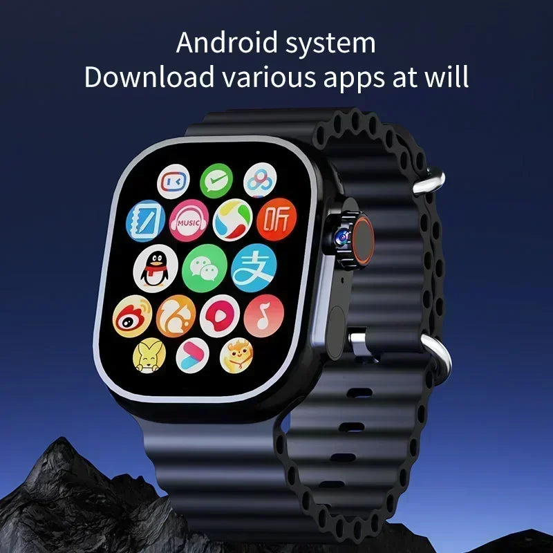 New DW100 4G Android Smartwatch Global Call Fingerprint Unlock 4G SIM Card 2.29 Inch AMOLED Video Chat WIFI GPS App Download
