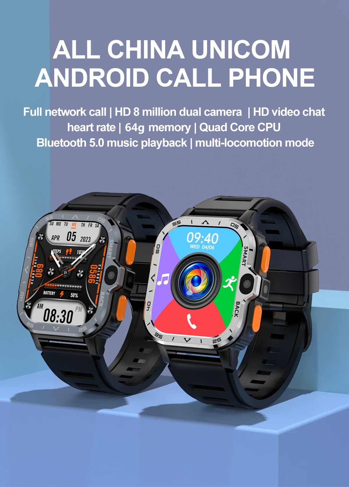 New Android 4G/5G SIM Card Smartwatch Man Woman GPS HD Camera 64G RAM NFC WiFi Google Play Sports NFC Smart Bracelet For XIAOMI