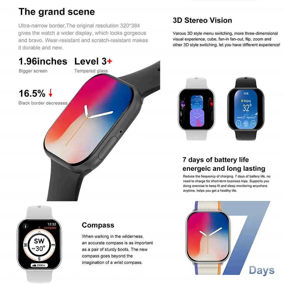 New GPS Smart Watch Men For Apple Watch 9 Series Always On Display Body Temperature BT Call NFC Women Smartwatch For IOS Android