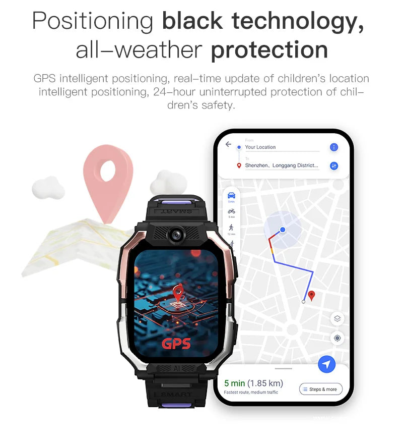 Smartwatch Kids GPS SIM Card 4G 2025 Connected 5G Smart Watch SOS Howear HW Z10 Video Call APP Store Dual Cameras Wifi Bluetooth