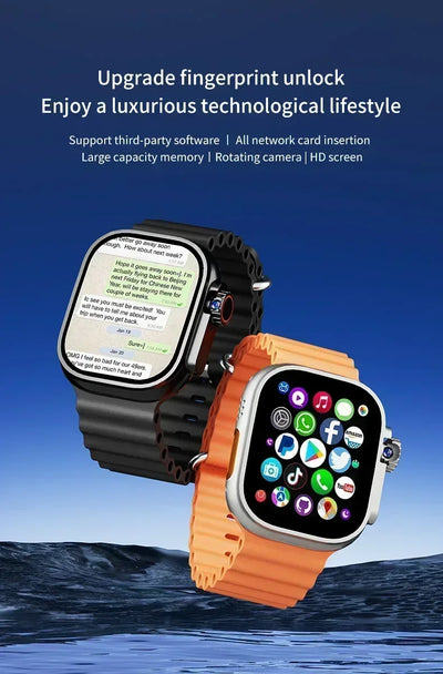 New DW100 4G Android Smartwatch Global Call Fingerprint Unlock 4G SIM Card 2.29 Inch AMOLED Video Chat WIFI GPS App Download