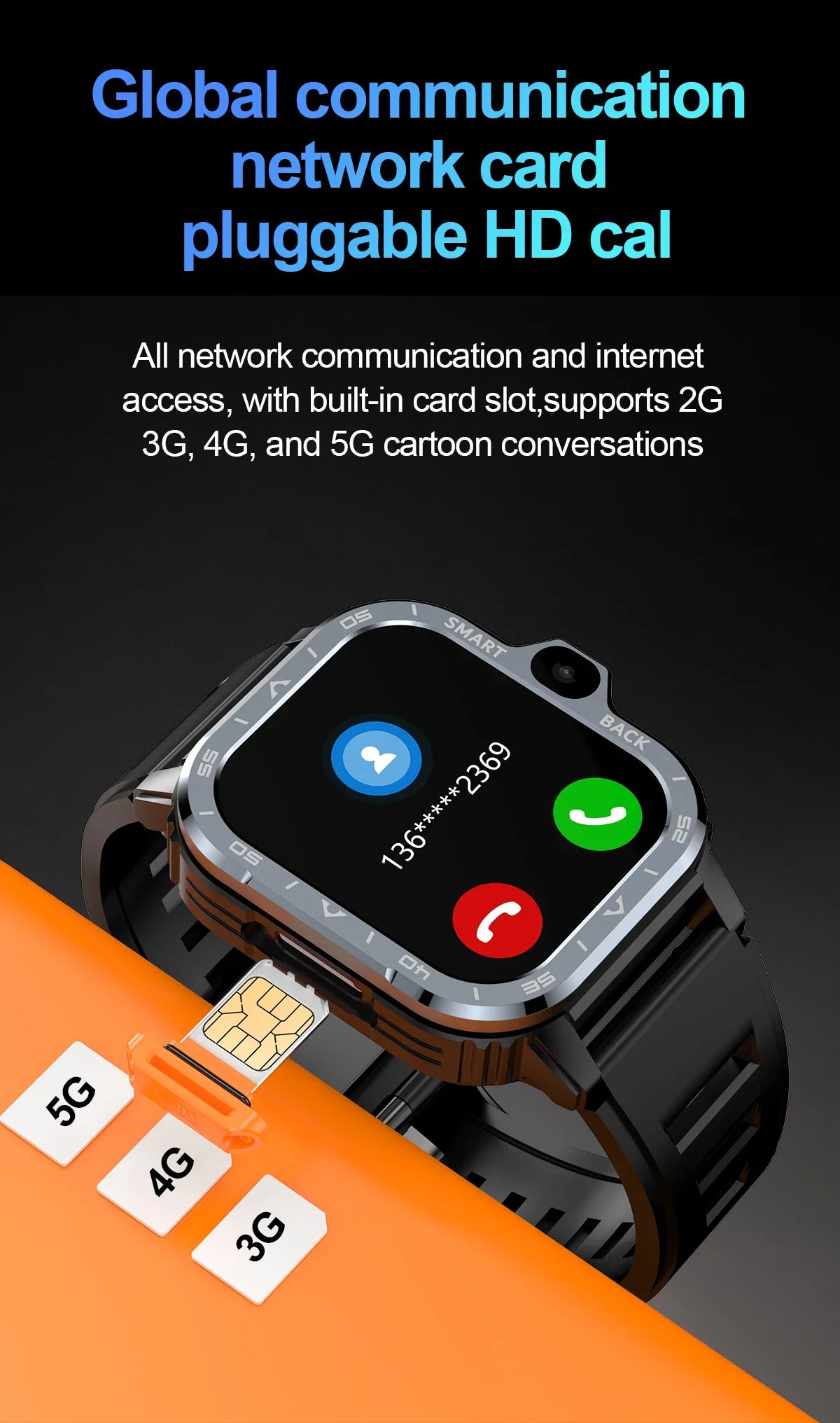 New Android 4G/5G SIM Card Smartwatch Man Woman GPS HD Camera 64G RAM NFC WiFi Google Play Sports NFC Smart Bracelet For XIAOMI