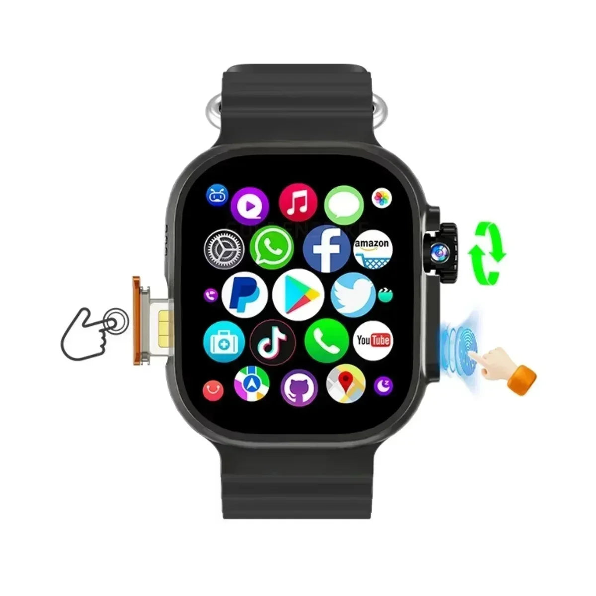 New DW100 4G Android Smartwatch Global Call Fingerprint Unlock 4G SIM Card 2.29 Inch AMOLED Video Chat WIFI GPS App Download