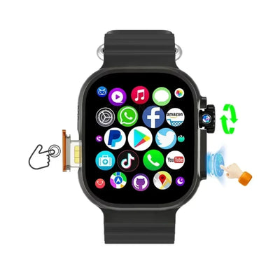 New DW100 4G Android Smartwatch Global Call Fingerprint Unlock 4G SIM Card 2.29 Inch AMOLED Video Chat WIFI GPS App Download