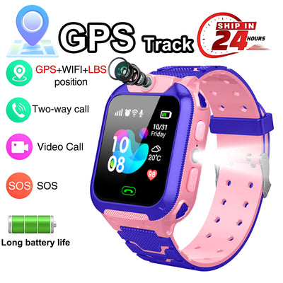 Q12B SIM Smart Watch Kids GPS WIFI Video Call SOS IP67 Waterproof Child Smartwatch Camera Monitor Tracker Location Phone Watch