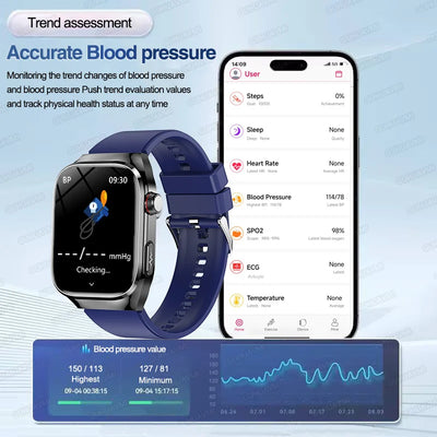 2025 New Micro Physical Examination ECG Smart Watch Men Uric Acid Body Fat Five Organ BP Health Watches HD Call Smart Bracelet