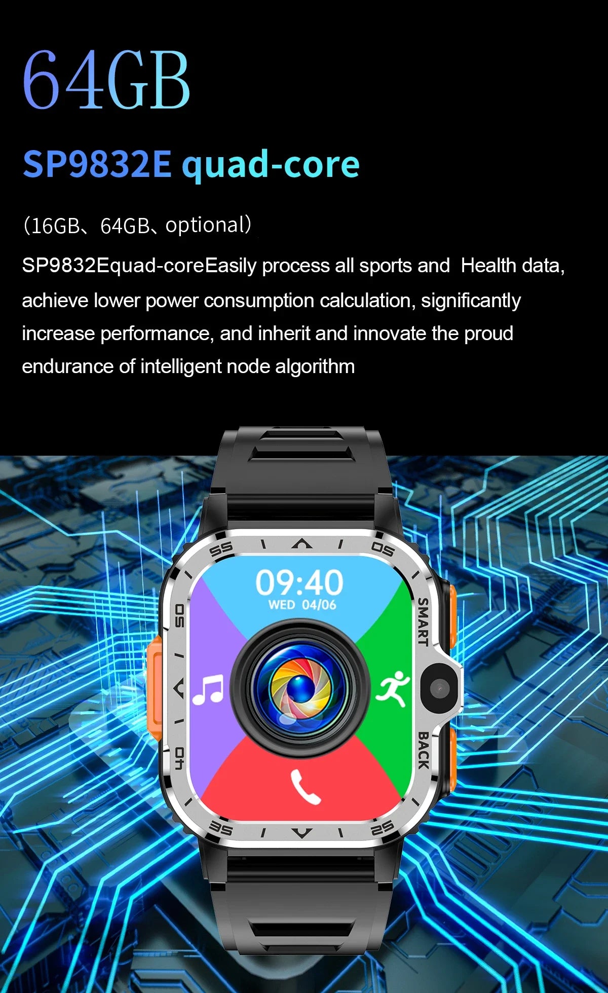 New Android 4G/5G SIM Card Smartwatch Man Woman GPS HD Camera 64G RAM NFC WiFi Google Play Sports NFC Smart Bracelet For XIAOMI