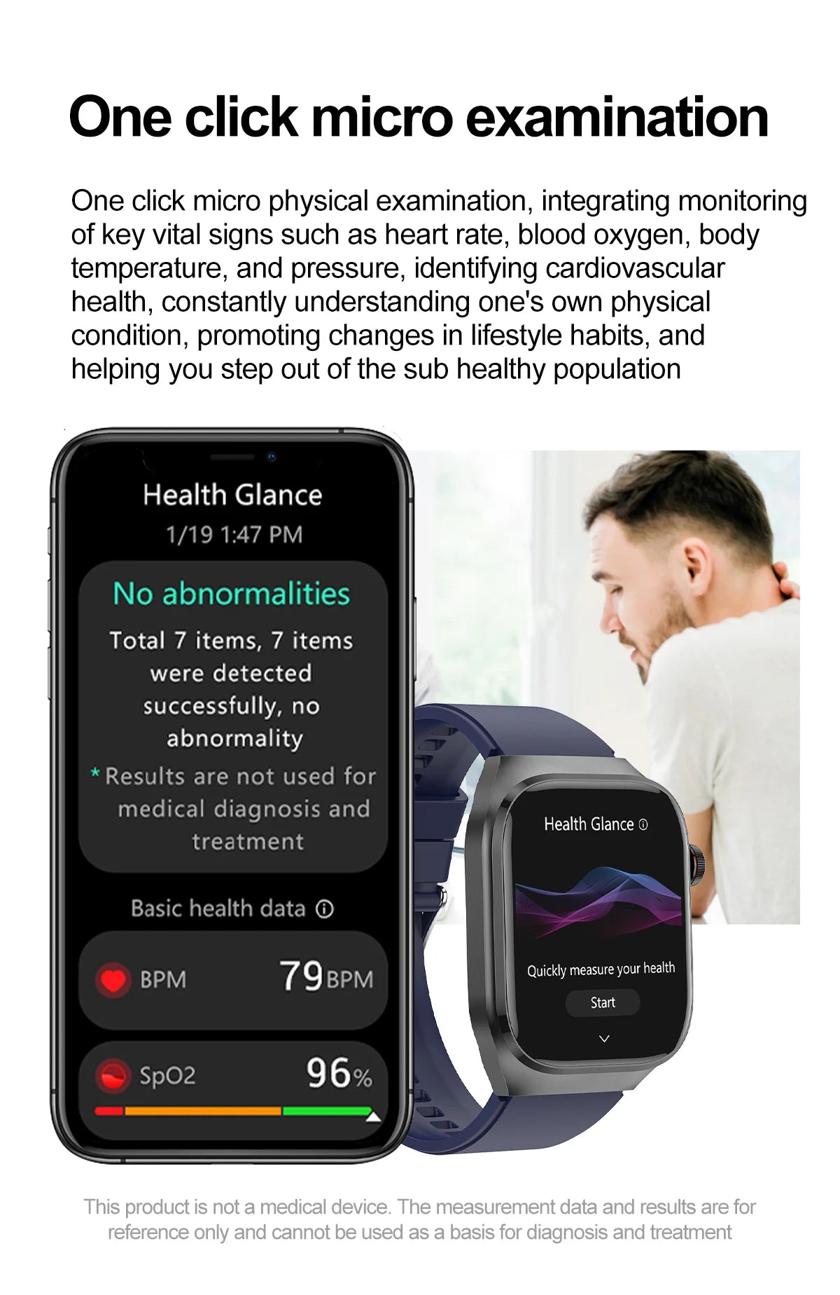 2025 New Micro Physical Examination ECG Smart Watch Men Uric Acid Body Fat Five Organ BP Health Watches HD Call Smart Bracelet