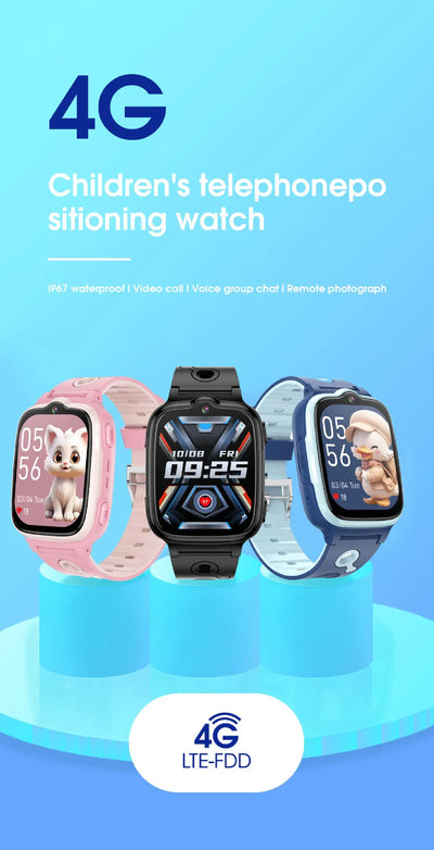 2025 new 4G children's smart phone watch GPS tracking high-definition video call IP67 waterproof parental control SOS anti loss