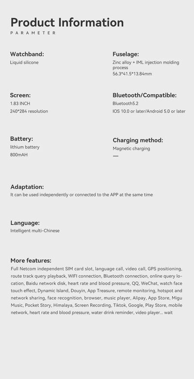 Smartwatch Kids GPS SIM Card 4G 2025 Connected 5G Smart Watch SOS Howear HW Z10 Video Call APP Store Dual Cameras Wifi Bluetooth