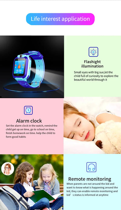 Q12B SIM Smart Watch Kids GPS WIFI Video Call SOS IP67 Waterproof Child Smartwatch Camera Monitor Tracker Location Phone Watch