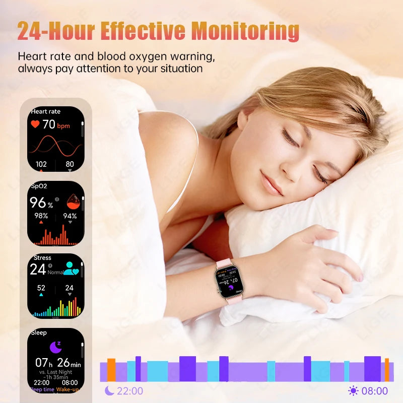 LIGE 2025 For Android IOS GPS Smart Watch Women 2.01" HD Screen Heart Rate Bluetooth Call Compass IP68 Waterproof Men Smartwatch