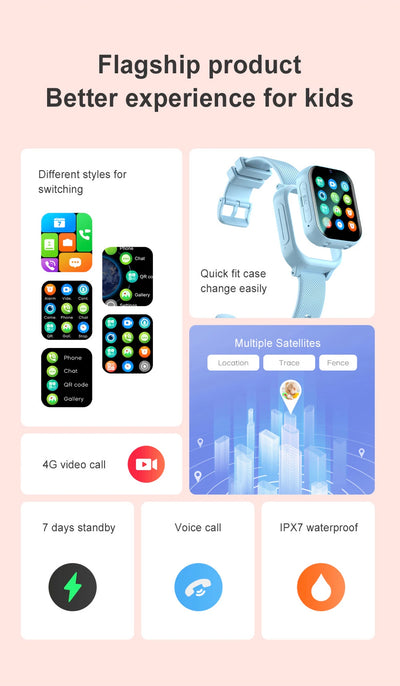 New 4G Video Call Chat Smart Watch Kids Student Waterproof GPS WIFI LBS Location 700Mah Battery Calculator Children Smartwatch