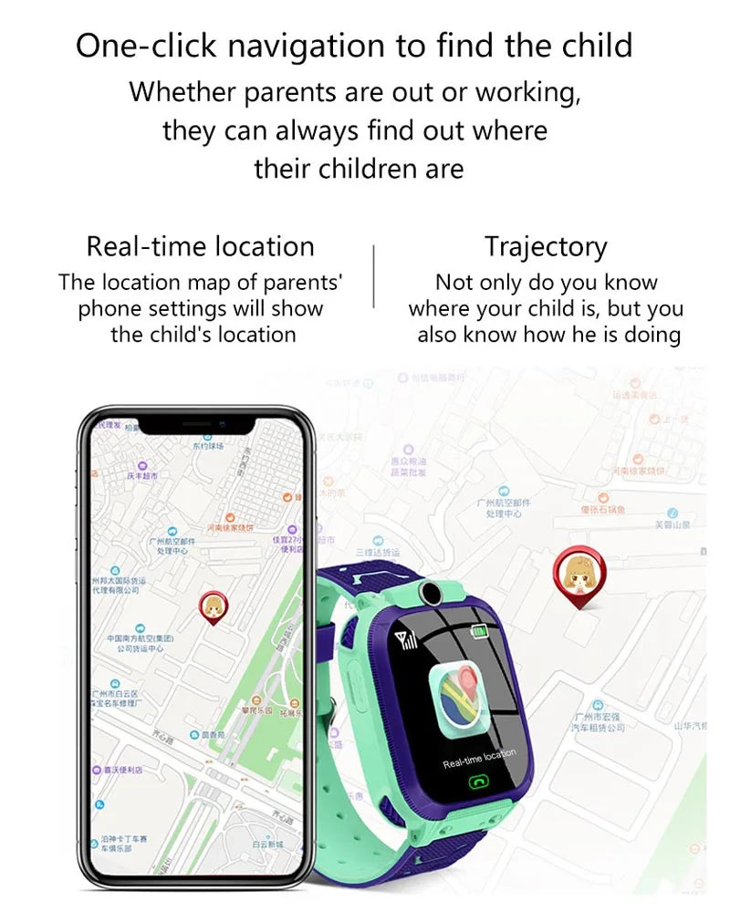 Q19 Kids Smart Watch Kids GPS WIFI 2G Sim Card LBS Tracker SOS Camera Children Voice Smartwatch Touchscreen Video Call Watch
