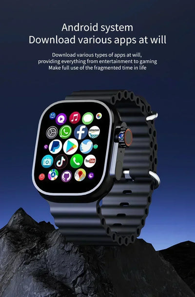 New DW100 4G Android Smartwatch Global Call Fingerprint Unlock 4G SIM Card 2.29 Inch AMOLED Video Chat WIFI GPS App Download