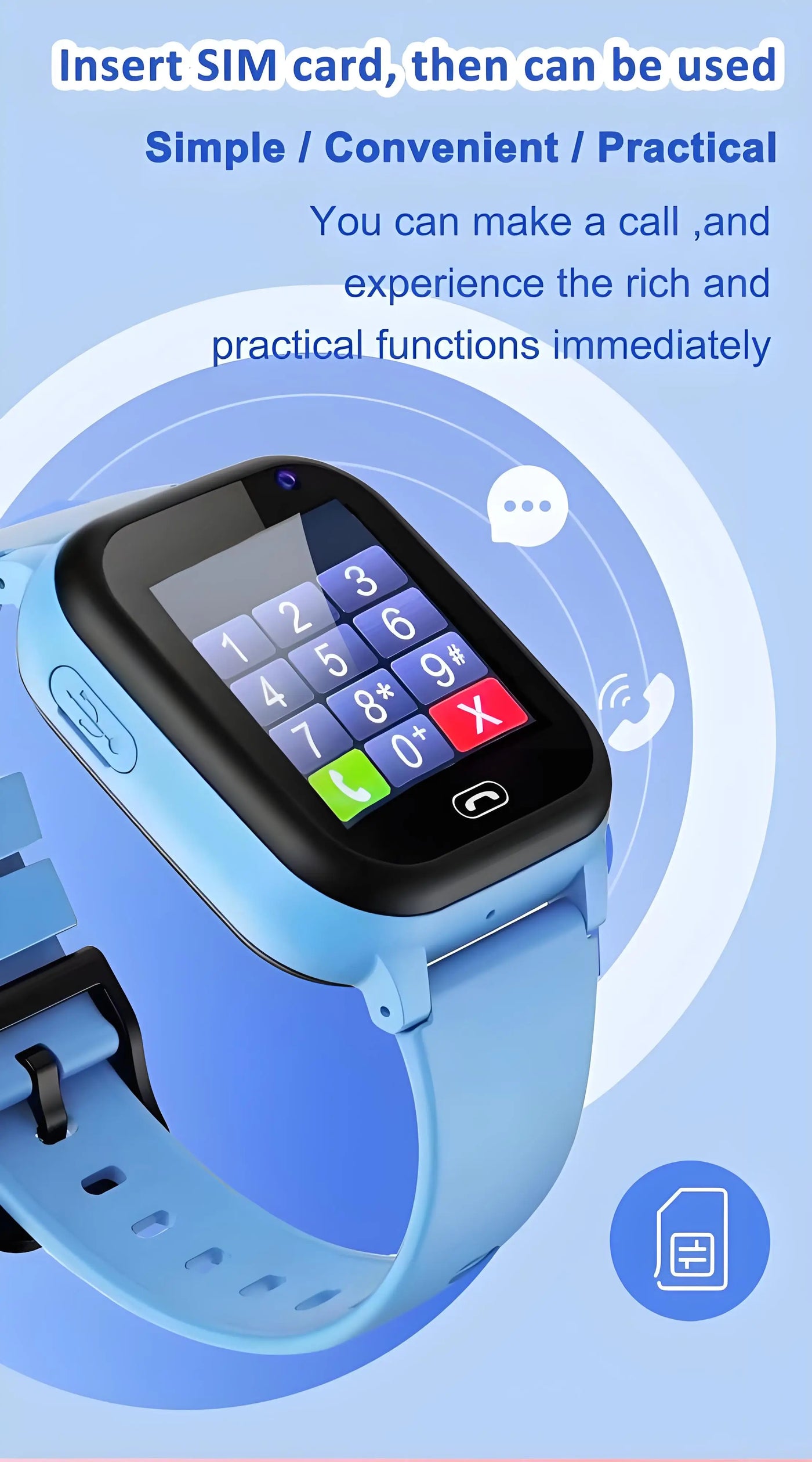 ﻿ Kids Smart Watch Phone 4G Sim Card 2G Internet SOS LBS Location Call Child SmartWatch Camera Waterproof Clock For Boys Girls