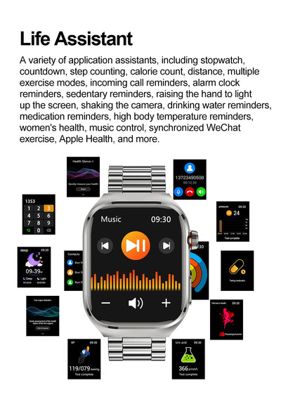 2025 New Micro Physical Examination ECG Smart Watch Men Uric Acid Body Fat Five Organ BP Health Watches HD Call Smart Bracelet