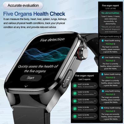2025 New Micro Physical Examination ECG Smart Watch Men Uric Acid Body Fat Five Organ BP Health Watches HD Call Smart Bracelet