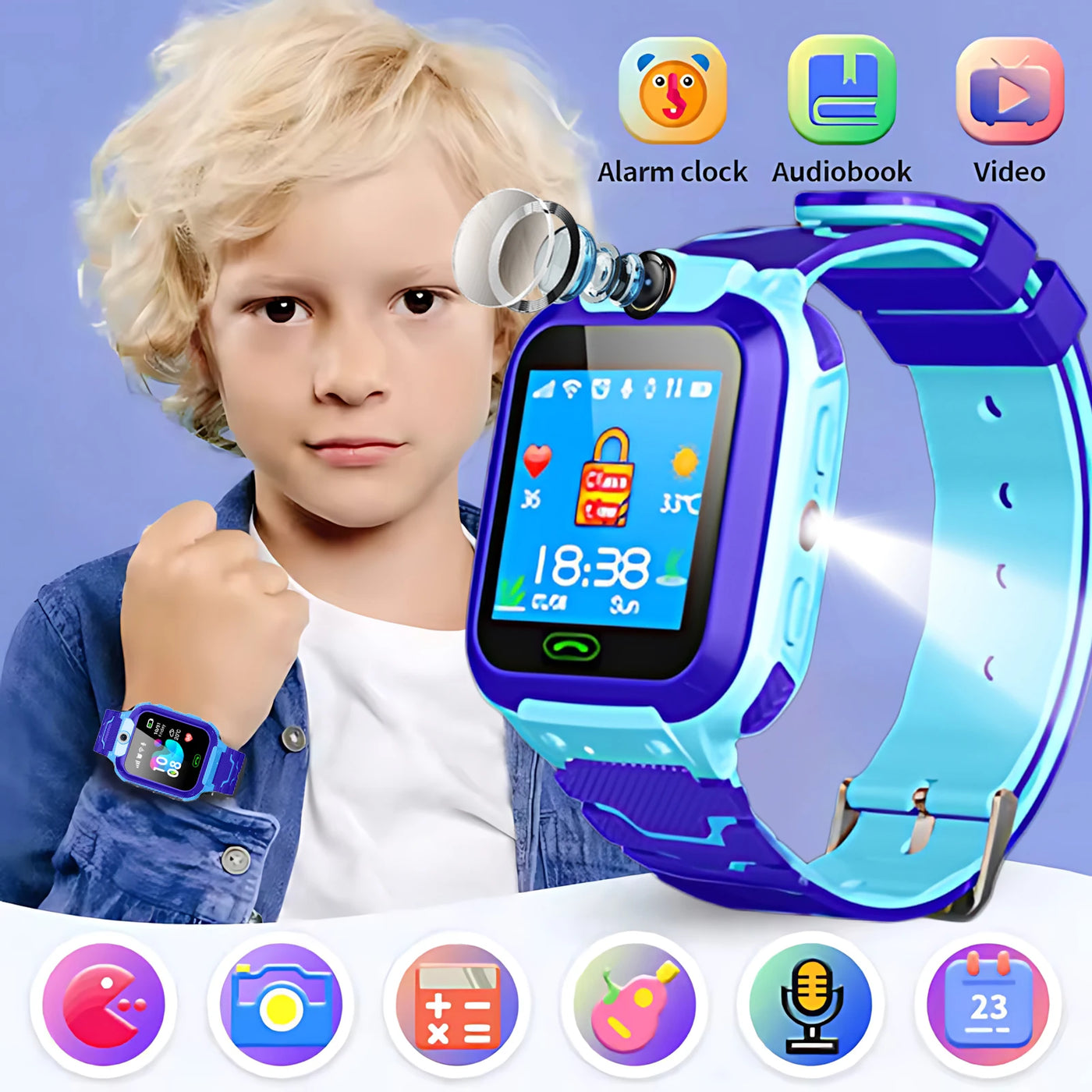 Q12B SIM Smart Watch Kids GPS WIFI Video Call SOS IP67 Waterproof Child Smartwatch Camera Monitor Tracker Location Phone Watch