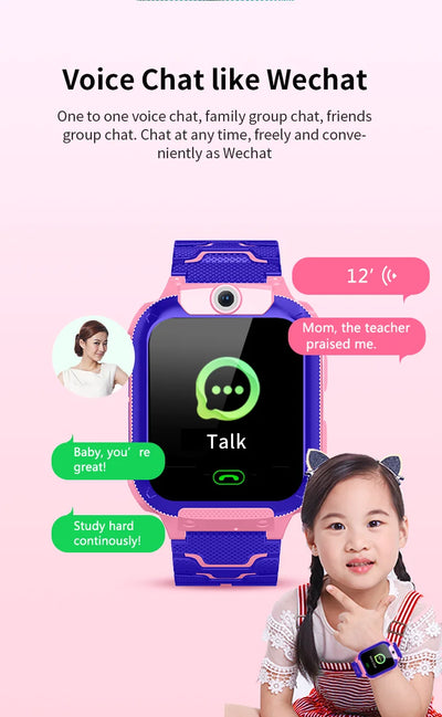 Q12B SIM Smart Watch Kids GPS WIFI Video Call SOS IP67 Waterproof Child Smartwatch Camera Monitor Tracker Location Phone Watch