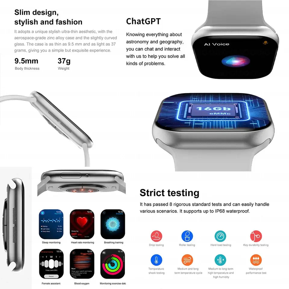 New GPS Smart Watch Men For Apple Watch 9 Series Always On Display Body Temperature BT Call NFC Women Smartwatch For IOS Android