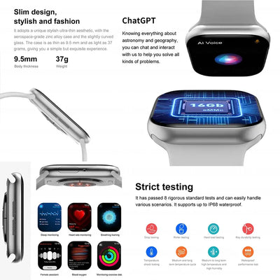 New GPS Smart Watch Men For Apple Watch 9 Series Always On Display Body Temperature BT Call NFC Women Smartwatch For IOS Android