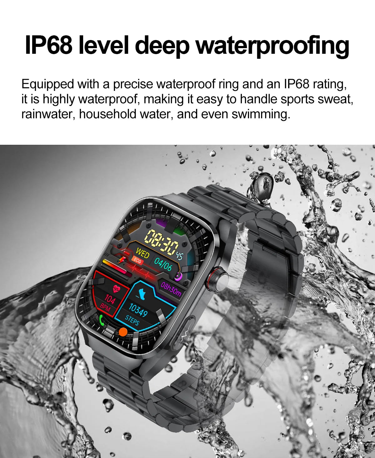 2025 New Micro Physical Examination ECG Smart Watch Men Uric Acid Body Fat Five Organ BP Health Watches HD Call Smart Bracelet