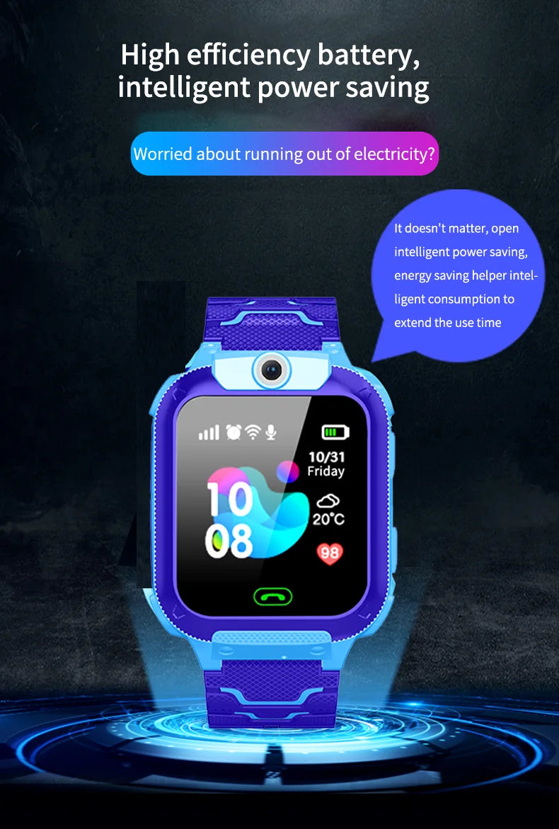 Q12B SIM Smart Watch Kids GPS WIFI Video Call SOS IP67 Waterproof Child Smartwatch Camera Monitor Tracker Location Phone Watch
